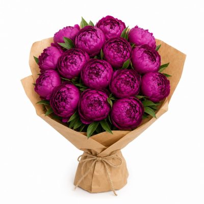 13 фиолетовых пионов, доставка