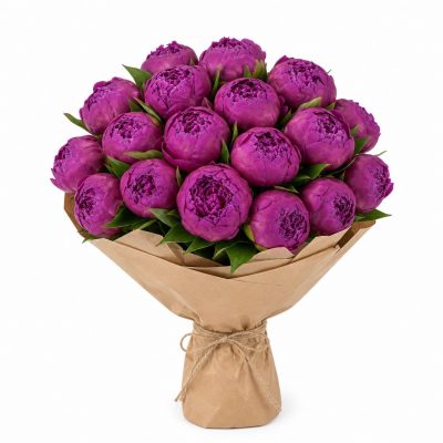 15 фиолетовых пионов, доставка