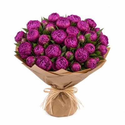25 фиолетовых пионов, доставка