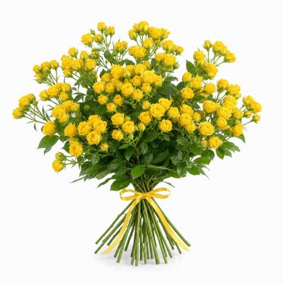 7 кустовых жёлтый роз, спрей, букет, доставка