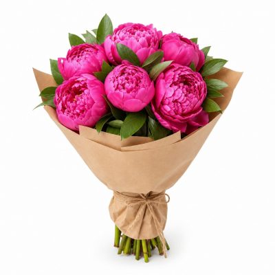 7 малиновых пионов, доставка